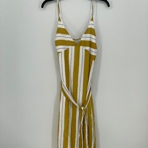 DEE ELLY Striped Midi Yellow Dress